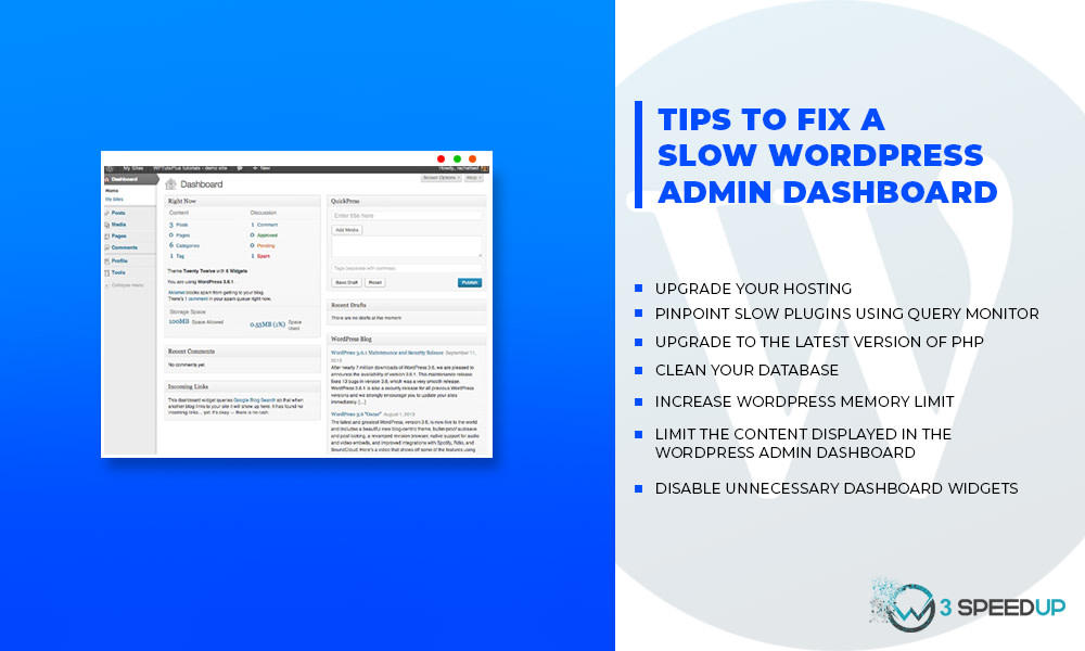 Tips to fix a slow WordPress Admin Dashboard