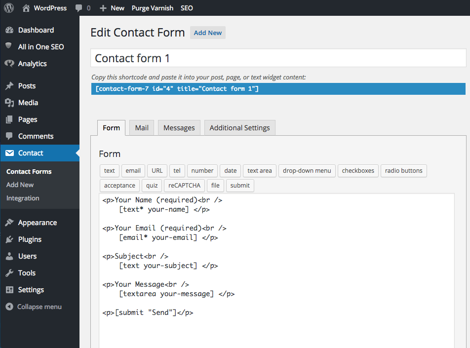 INSTALL CONTACT FORM 7 WordPress