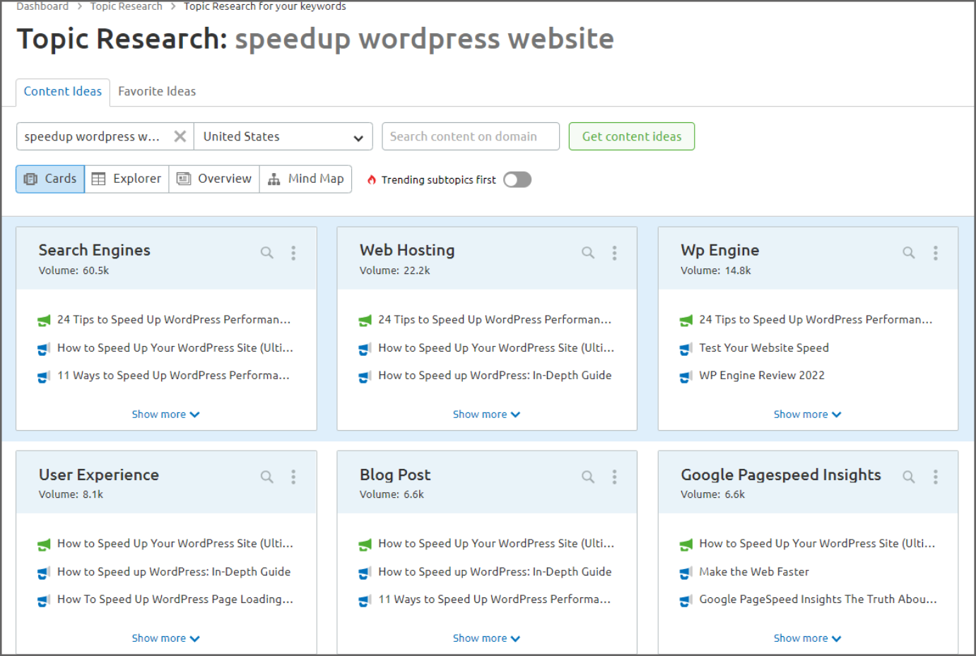 topic search by semrush