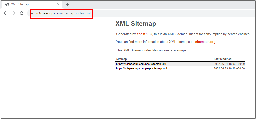 find xml sitemap pages