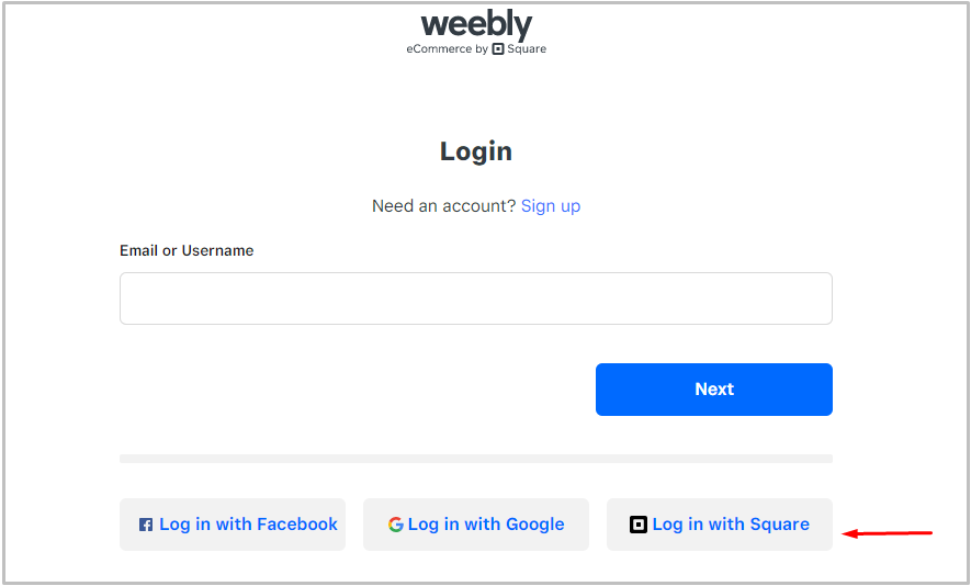 Login to Weebly using Square Account