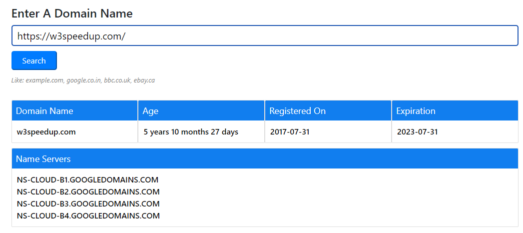 Domain Age Checker