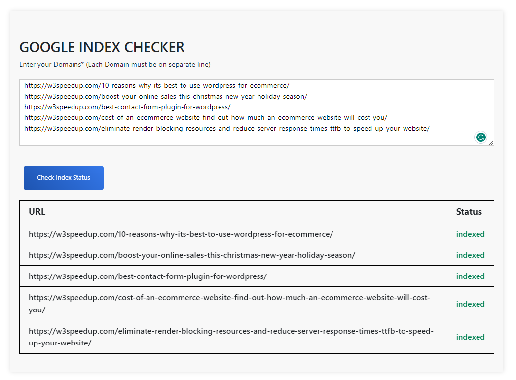 Google Index Checker