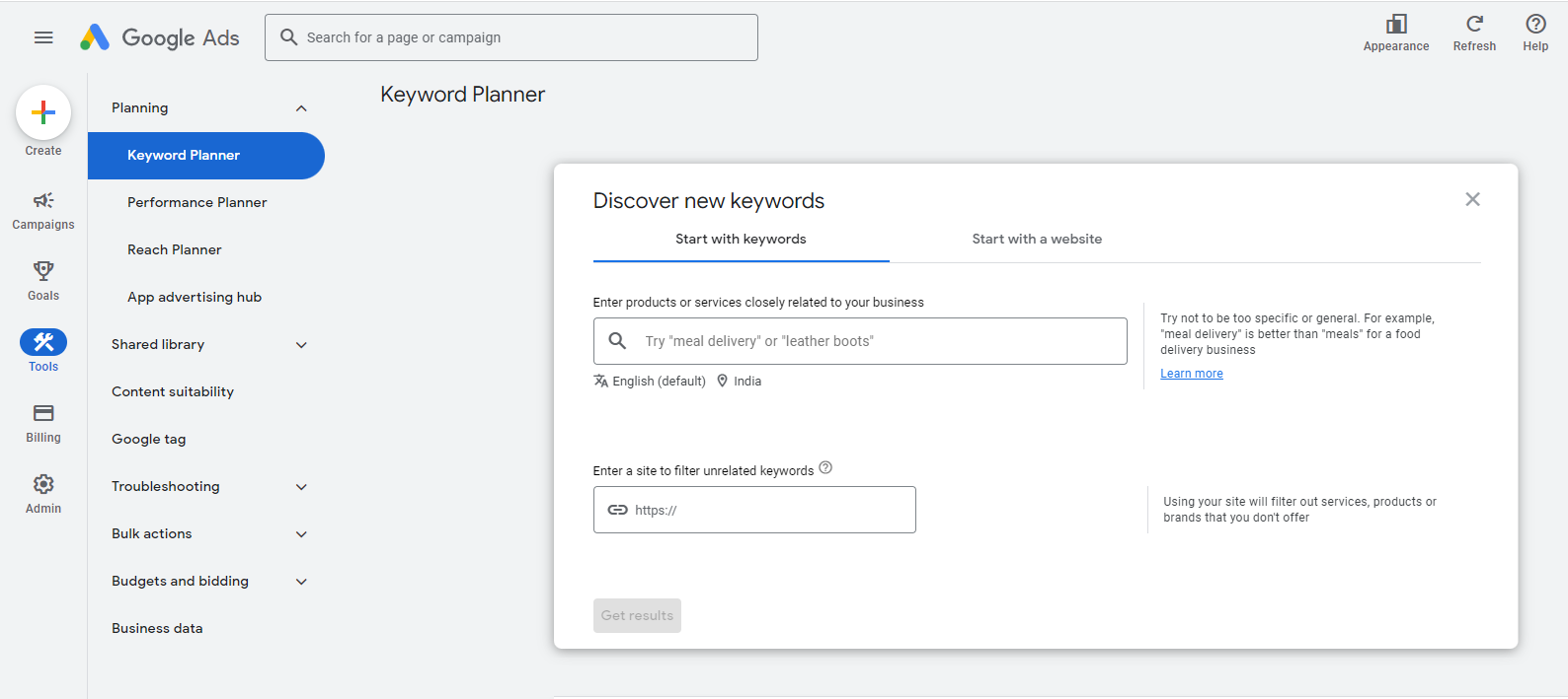 Google Keyword Planner - Free SEO Tools